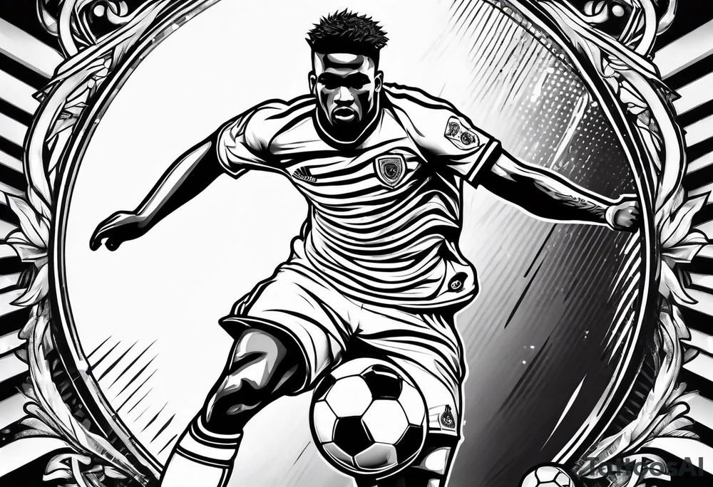 Soccer guy shooting ball tattoo idea