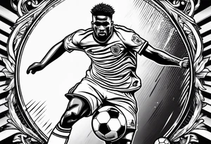 Soccer guy shooting ball tattoo idea