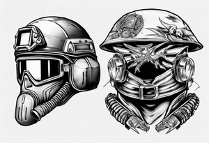 army helmet with 3 bullets tattoo idea