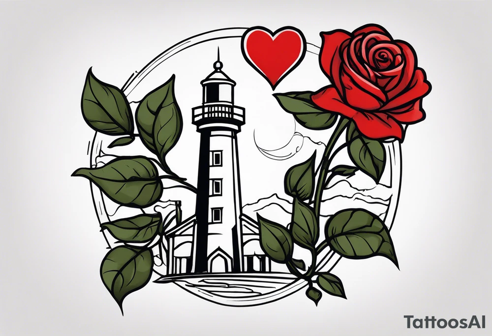 Leuchtturm Stacheldraht Rosen Herz tattoo idea