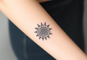Fibonacci spiral shell sun tattoo idea