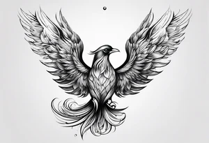 petit voilier et phoenix  minimaliste. trait de crayon. tattoo idea