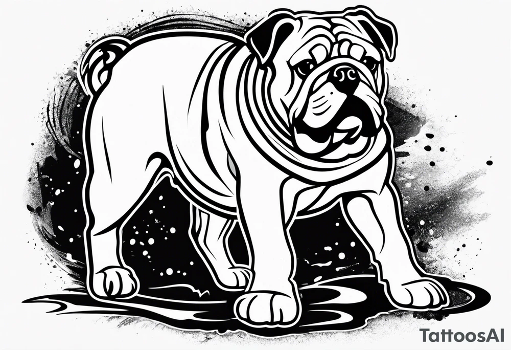 Abseiling bulldog sand blasting tattoo idea