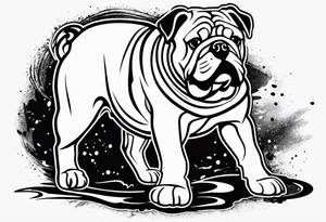 Abseiling bulldog sand blasting tattoo idea