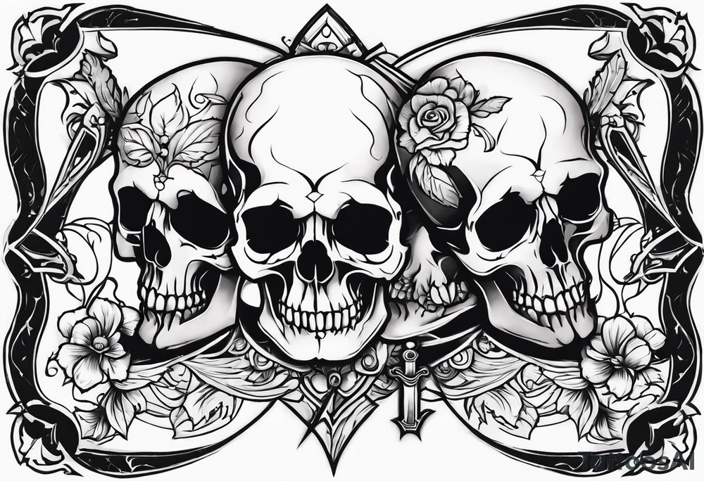 Skulls and dagger tattoo idea