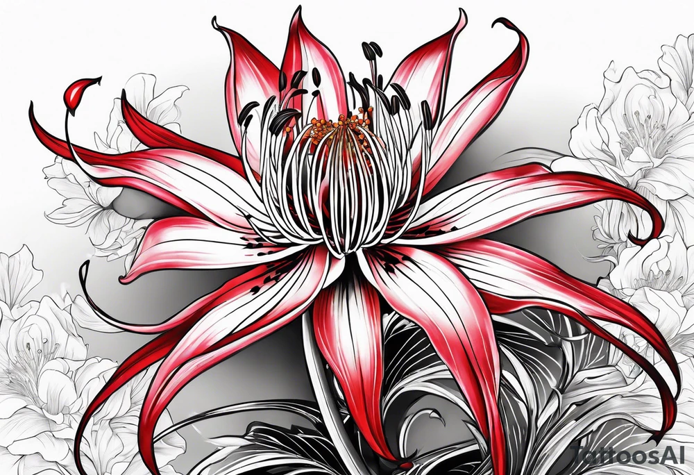 Red Spider Lily, Black Dragon tattoo idea