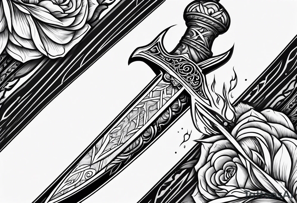 Dagger and fire tattoo idea