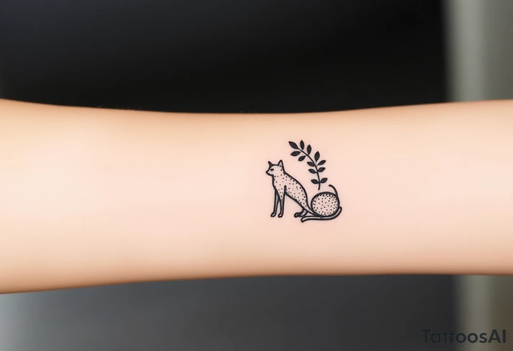 Artemis symbolism including cat and mugwort tattoo idea