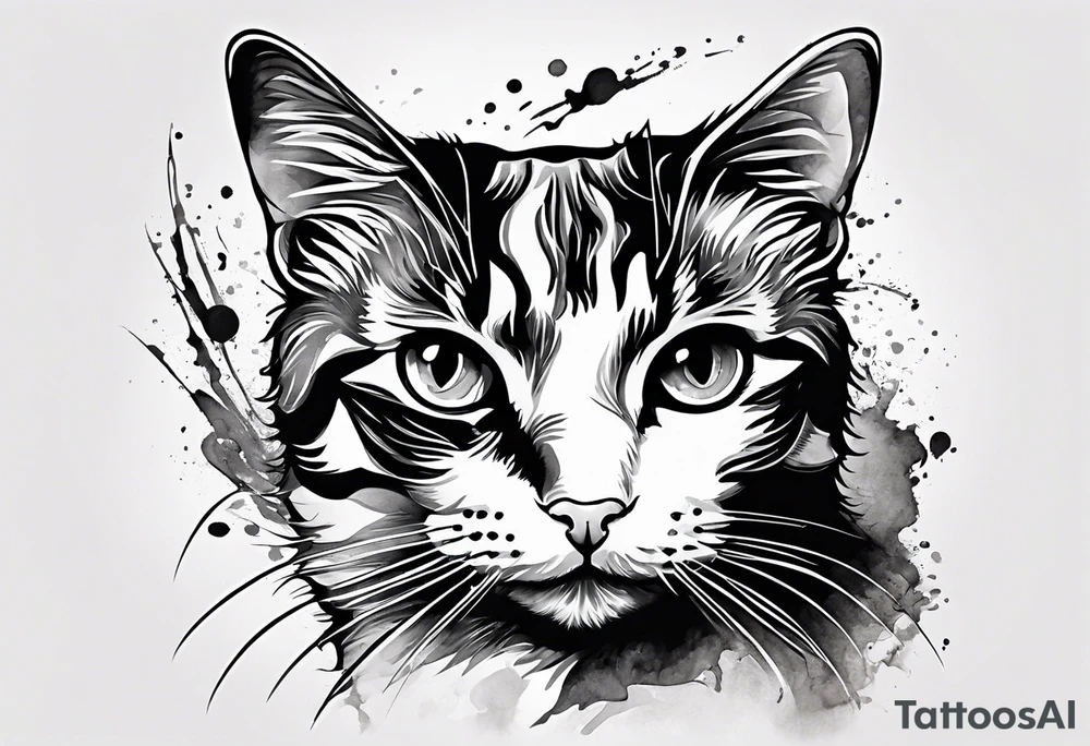Black and white cat tattoo idea