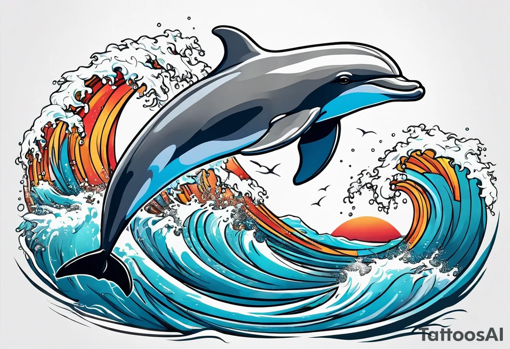 dolphin jumping out the ocean tattoo idea