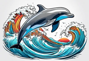 dolphin jumping out the ocean tattoo idea