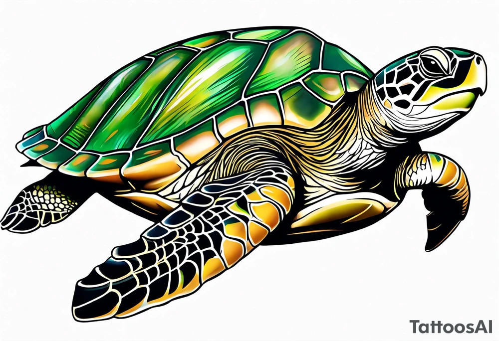 green sea turtle tattoo idea