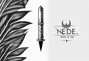 “Needle” from Game of Thrones with the phrase “Stick ‘em with the pointy end” above tattoo idea