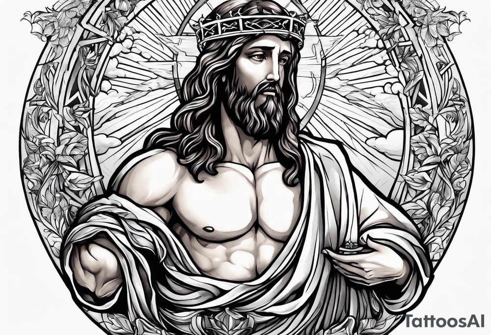 Jesus Christ at the right hand of the Father tattoo idea