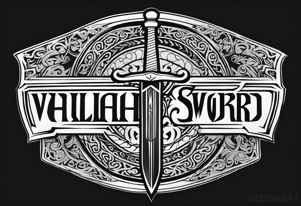 Valhalla sword round shield tattoo idea