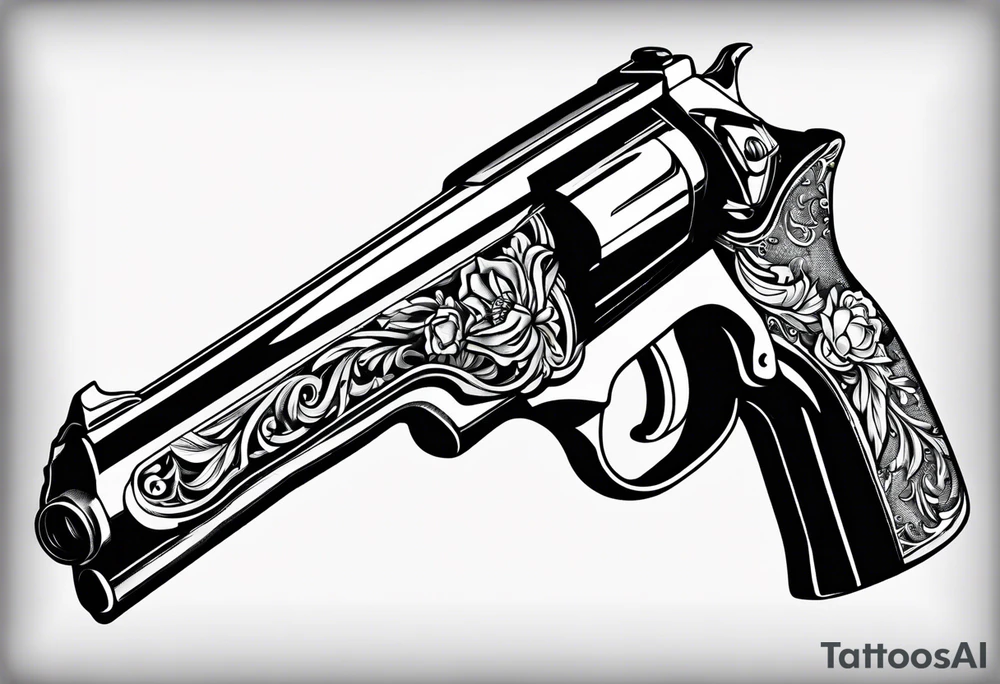blade and pistol without any people tattoo idea