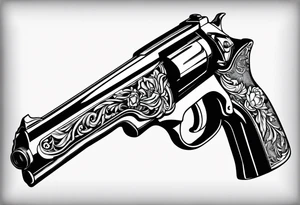 blade and pistol without any people tattoo idea