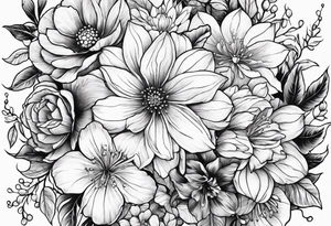 March, April June November December birth flowers tattoo idea