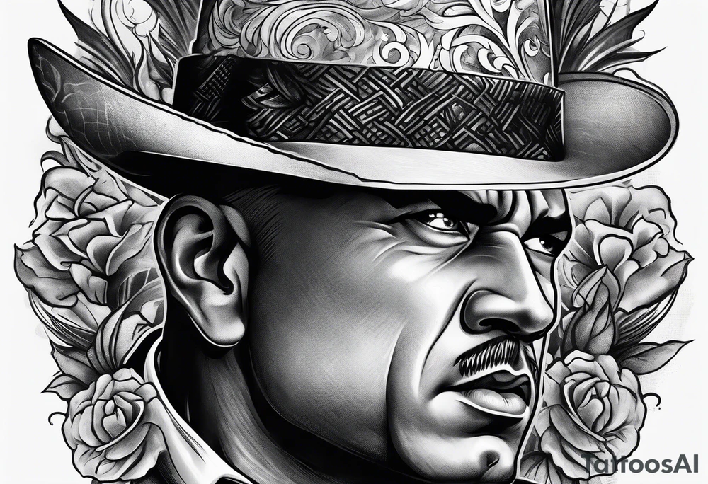 raging bull head busting through crowd of businessmen tattoo idea