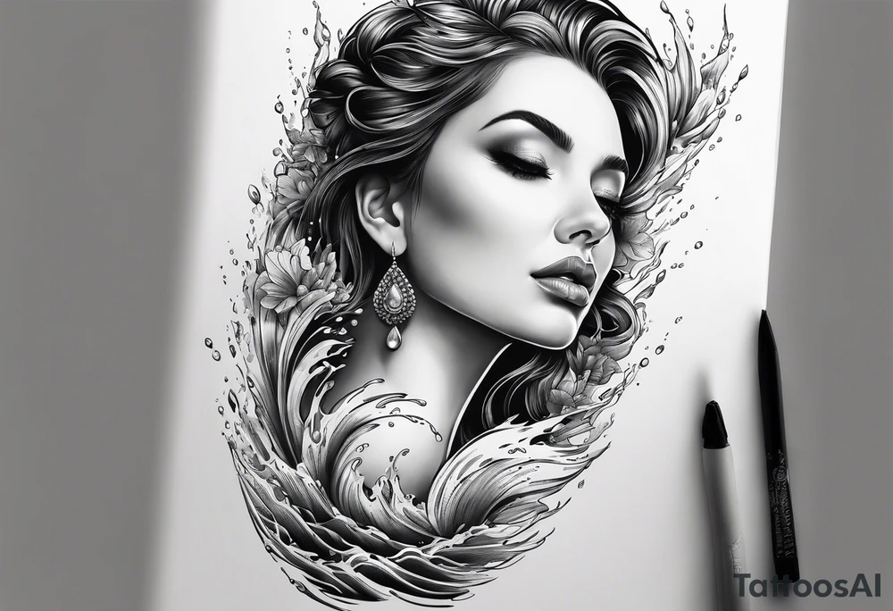 water drop falling into ocean tattoo idea