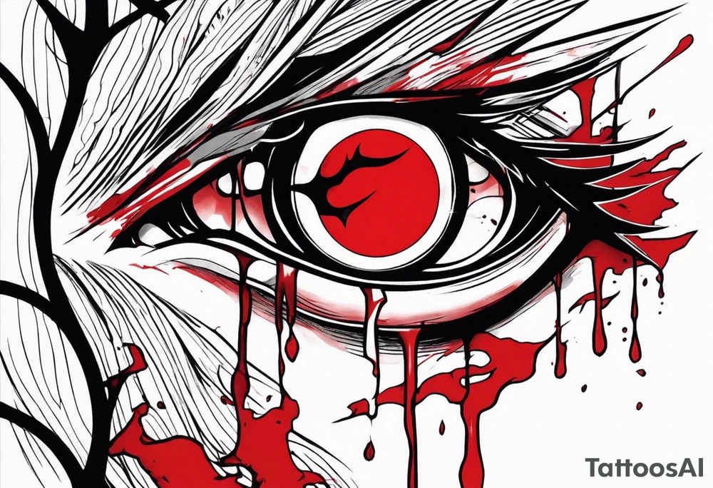 Bloody tears flow from Alucard's eye in Hellsing tattoo tattoo idea