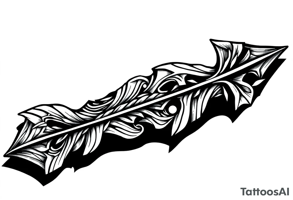 thick  arrow that show down tattoo idea