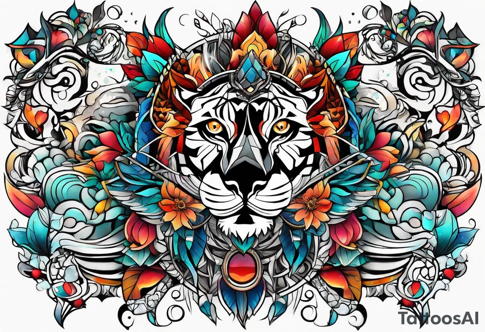 Blend organic and circuitry tattoo idea