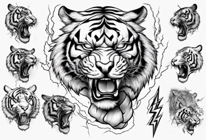 Tiger with lightning for a forearm sleeve tattoo idea
