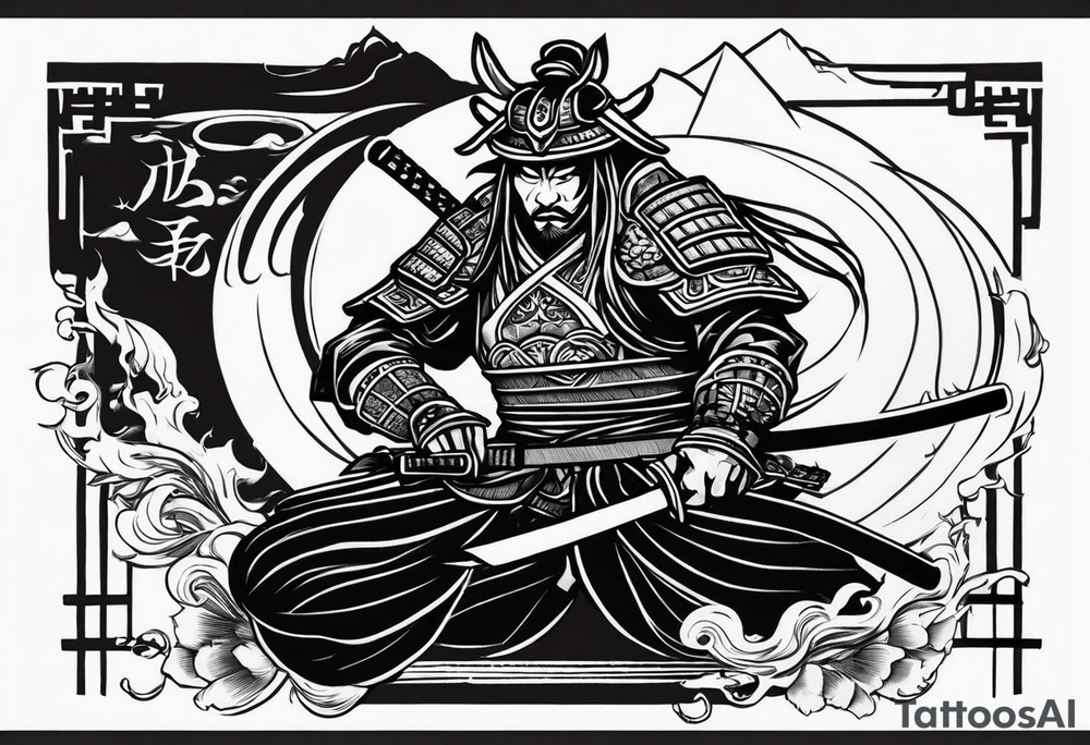 Samurai delt stancil tattoo idea