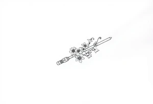 Star Wars Lightsabre with daisies, morning glory, and lily of the valley in it tattoo idea