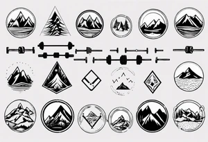 barbell, cycle, mountain tattoo idea