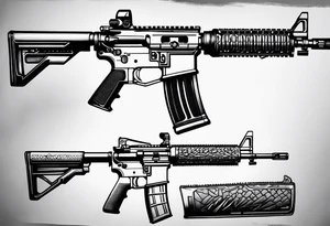 Ar-15 , квіти , гільзи приціл каліматорний tattoo idea