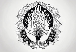 A hand holding fire tattoo idea