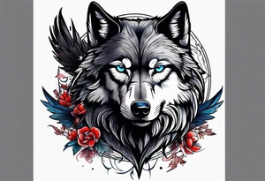 a wolf and a raven tattoo idea