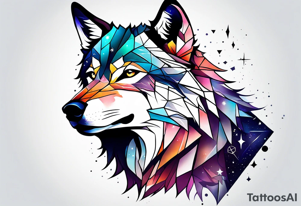 Constellation, animal wolf snow , géométric tattoo idea