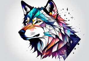 Constellation, animal wolf snow , géométric tattoo idea