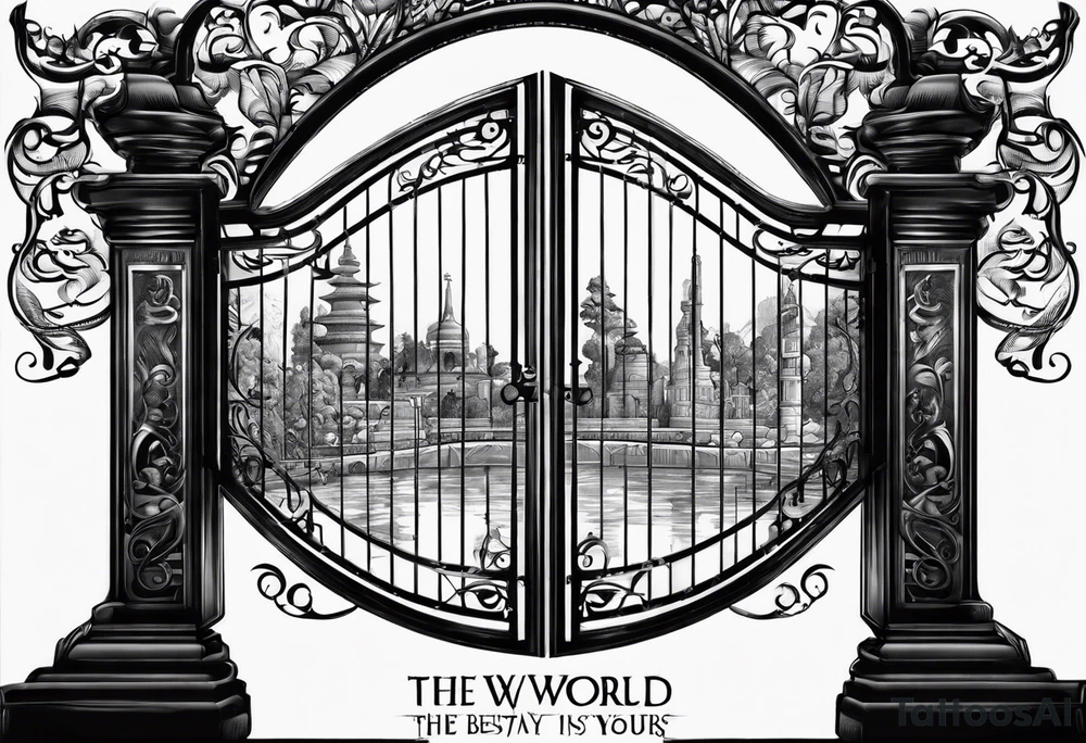 The world is yours words on gate tattoo idea