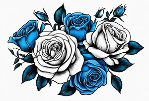 bouque of blue roses tattoo idea