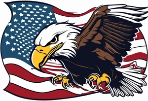 eagle flying holding  American flag with mouth tattoo idea
