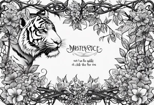 Vines climbing up body with tiger lollies growing and the quote 'then, child make another" written into one of the vines tattoo idea
