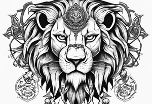 lion holding a khamssa with paw tattoo idea