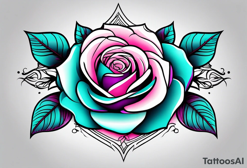 roses, teal, pink, purple tattoo idea