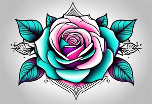 roses, teal, pink, purple tattoo idea