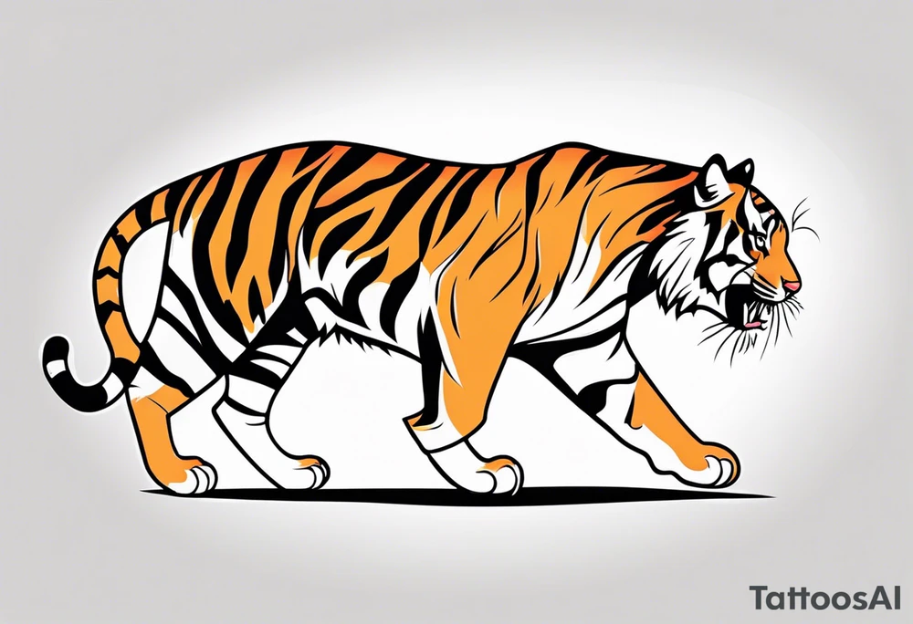 Tiger walking tattoo idea