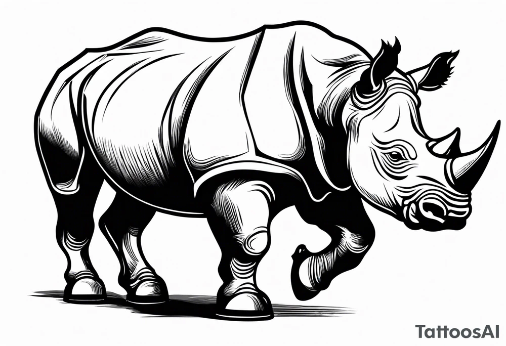 Rhino carrying a football like a running back tattoo idea