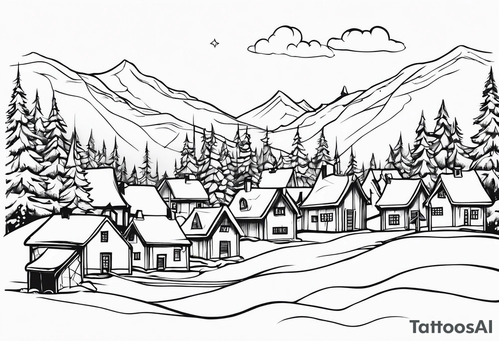 Snowy Village tattoo idea