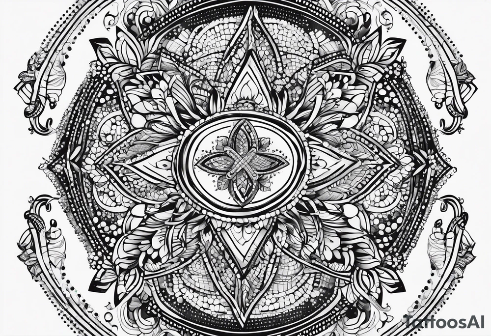 winding dotted trail line with an X tattoo idea