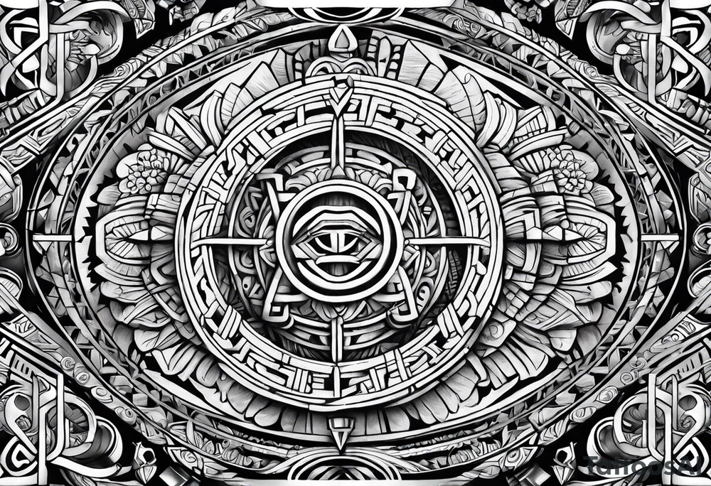 mayan rune sleeve tattoo idea