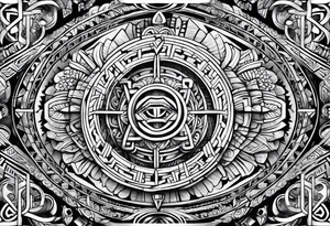 mayan rune sleeve tattoo idea