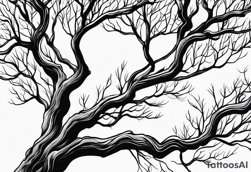 Left side tree branches tattoo idea